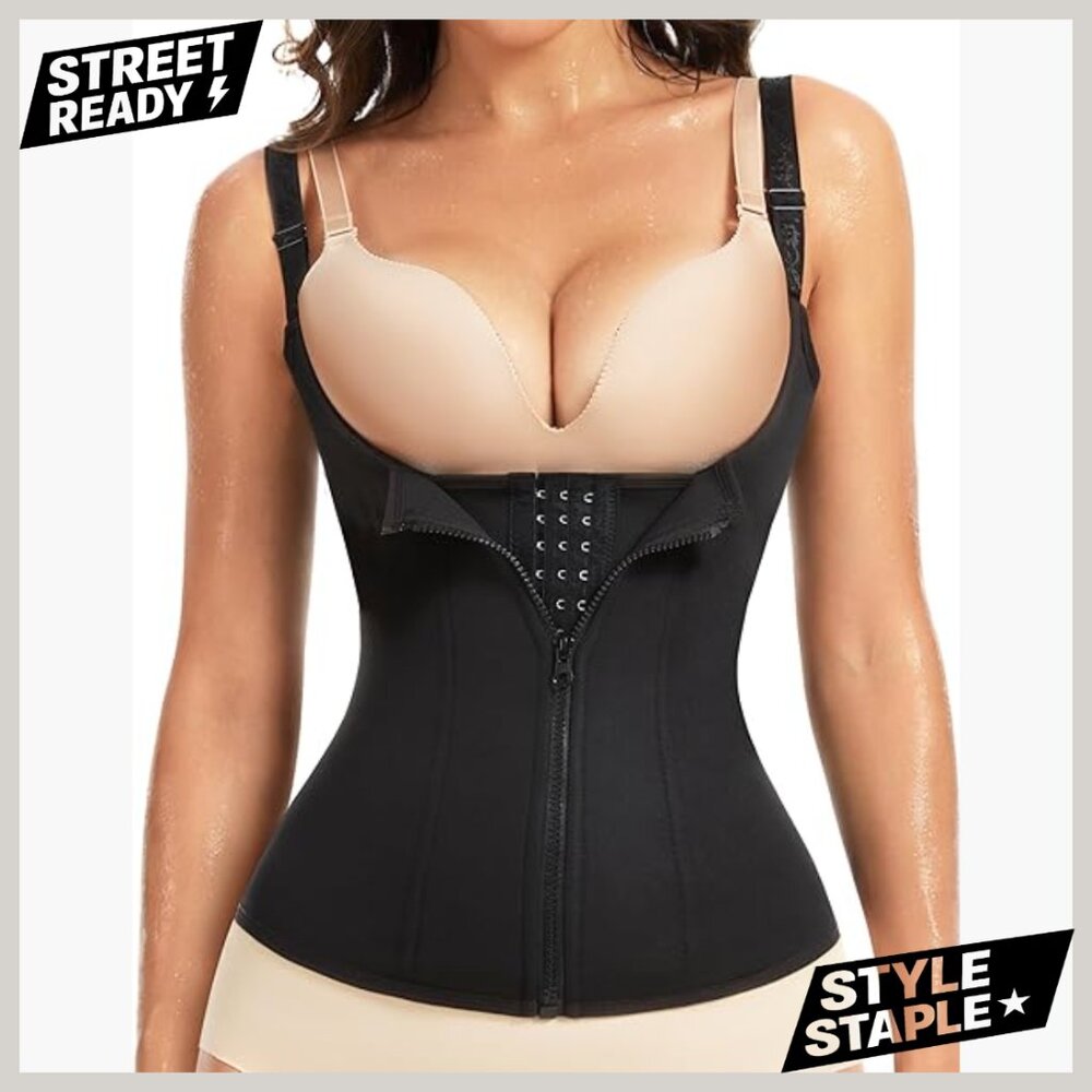 Medium Neoprene Waist Trainer Vest with Zipper & Adjustable Straps